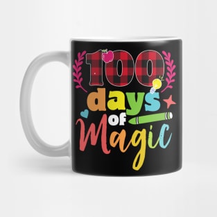 100 days of magic cute red plaid 100th day of school gift for students and teachers Mug